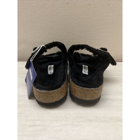 Birkenstock Mayari Shearling Sandals Womens 38 / US 7 Black Buckle Straps - Picture 7 of 12